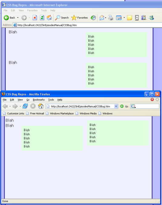 Picture of Firefox CSS bug